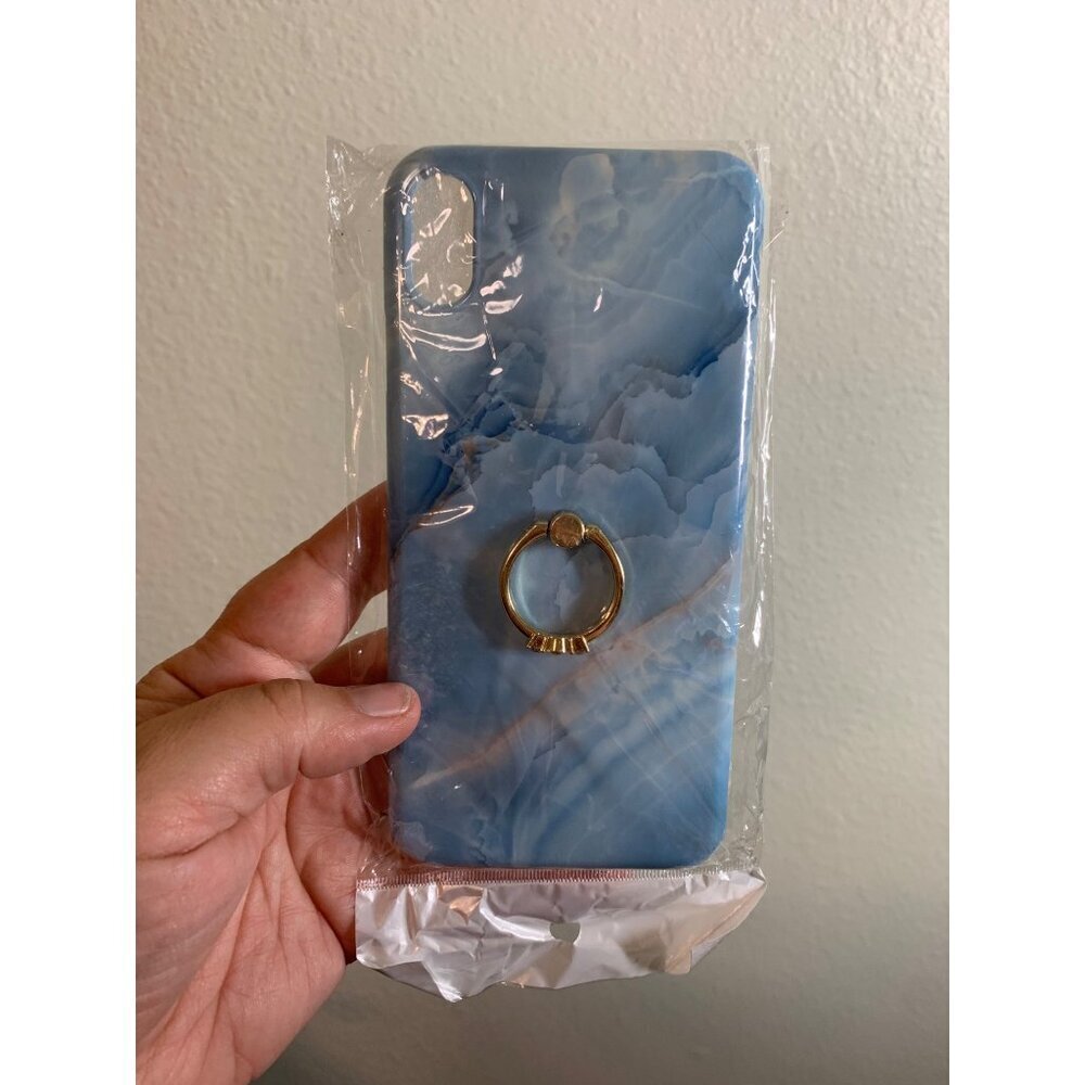 iPhone XR 6.1" Cellular Case Cute Marble 360 Degree Rotating Ring Kickstand AD3